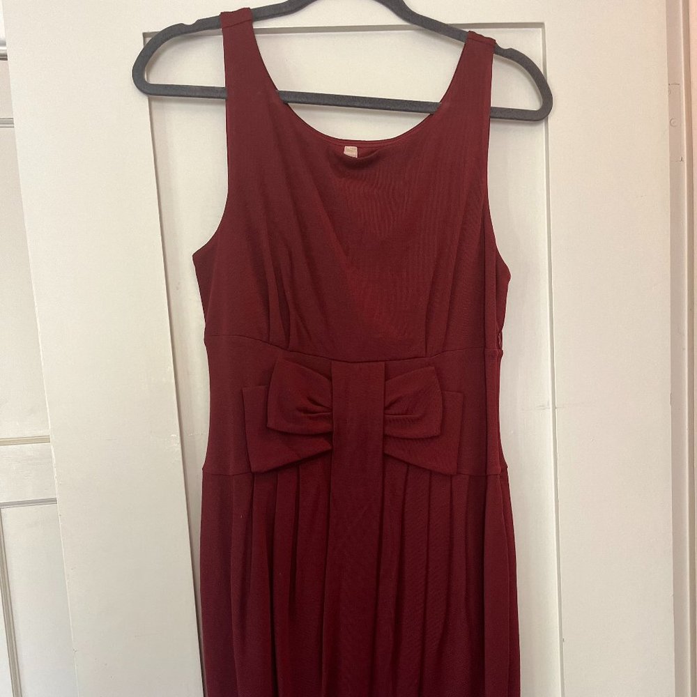 Bailey 44 Maroon Sleeveless Bow Front Dress - Size M